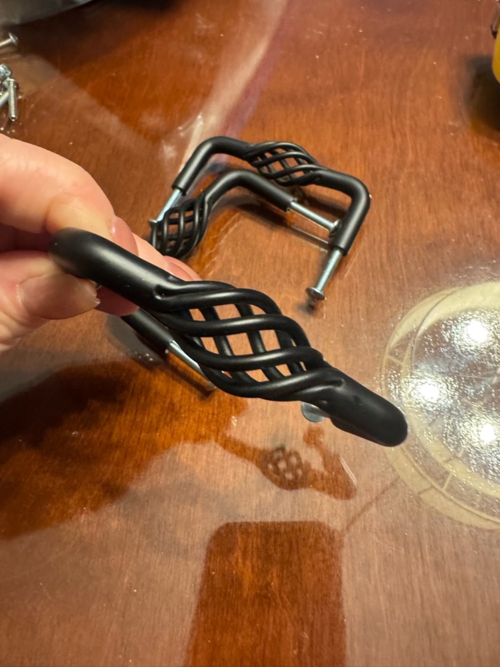 Set 5 Matte Black Twisted Cage Drawer Pull 3” c to c